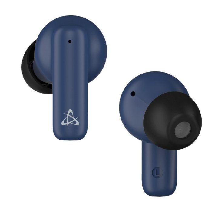 Mėlynos Bluetooth į ausį dedamos ausinės