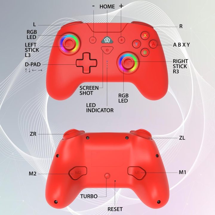 Raudonas belaidis žaidimų valdiklis „Switch“