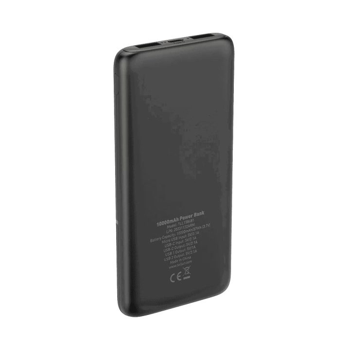 Juodas 10000 mAh išorinis akumuliatorius