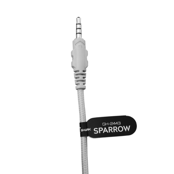 Baltos White Shark SPARROW žaidimų ausinės su nuimamu mikrofonu
