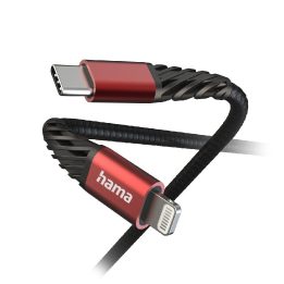 Hama USB-C į Lightning įkrovimo laidas, 1,5 m, juoda / raudona