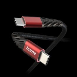 USB-C–USB-C laidas, 1,5 m, juoda/raudona