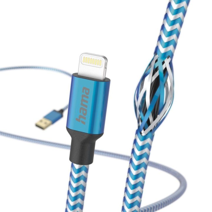 Atspindintis USB-A–Lightning įkrovimo laidas 1,5 m, mėlynas