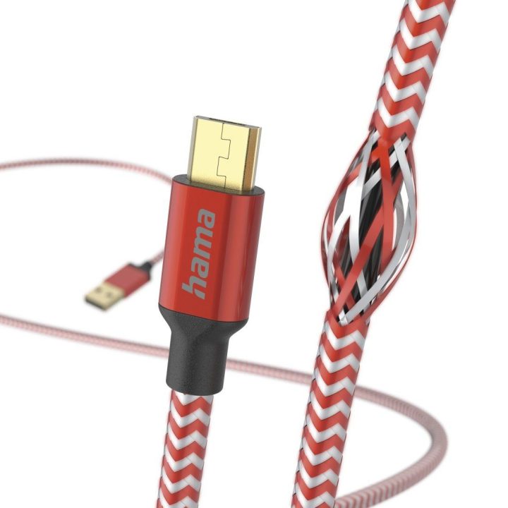 Raudonas atspindintis USB-A–Micro-USB įkrovimo laidas 1,5 m