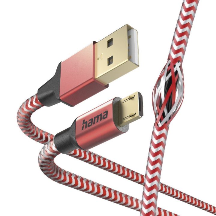Raudonas atspindintis USB-A–Micro-USB įkrovimo laidas 1,5 m