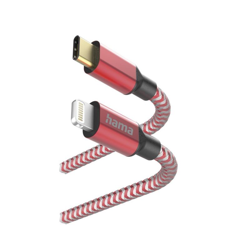 Raudonas USB-C – Lightning įkrovimo laidas, 1,5 m