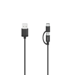 Mikro-USB laidas 2 viename su USB-C adapteriu, 0,75 m