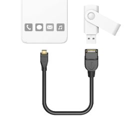 OTG mikro USB į USB adapterio laidas 15 cm, juodas