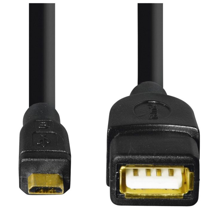 OTG mikro USB į USB adapterio laidas 15 cm, juodas