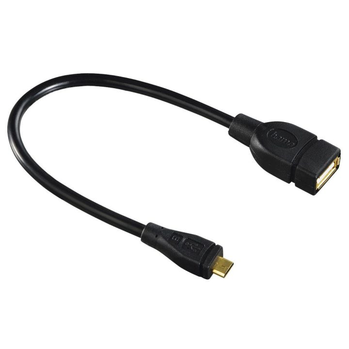 OTG mikro USB į USB adapterio laidas 15 cm, juodas