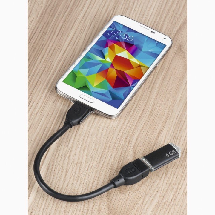 OTG mikro USB į USB adapterio laidas 15 cm, juodas