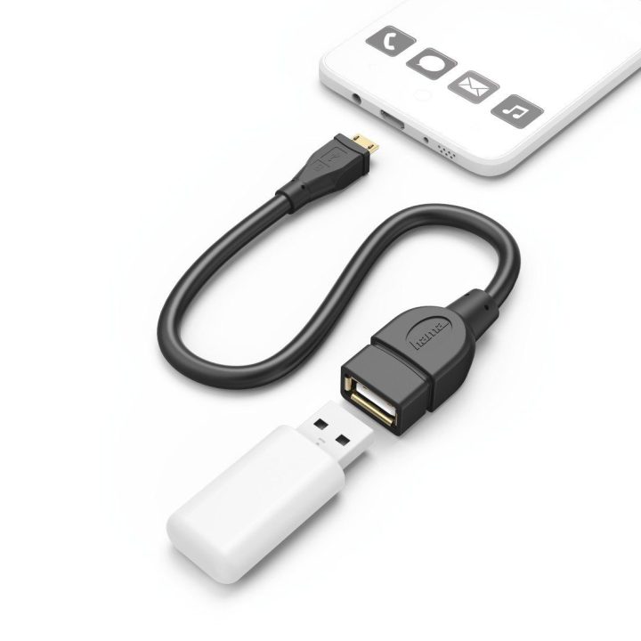 OTG mikro USB į USB adapterio laidas 15 cm, juodas