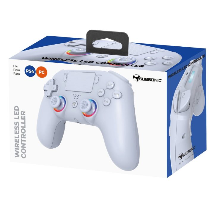Baltas belaidis valdiklis PS4 ir PC