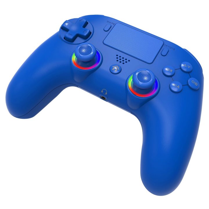 Belaidis žaidimų valdiklis PS4/PC su RGB LED, mėlynas