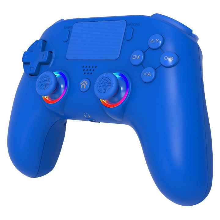 Belaidis žaidimų valdiklis PS4/PC su RGB LED, mėlynas