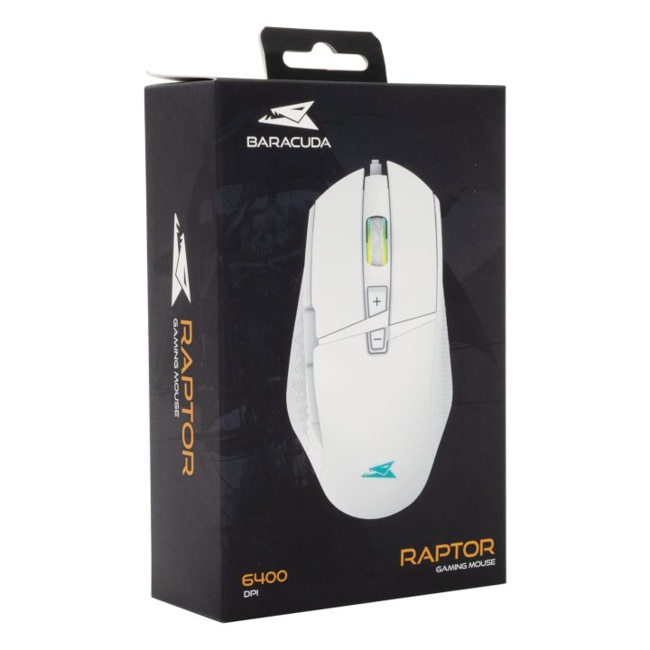 Baracuda Raptor White žaidimų pelė su 8 mygtukais