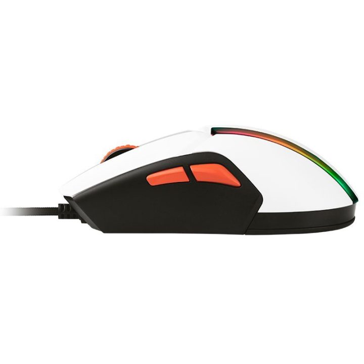 Balta žaidimų pelė su RGB apšvietimu, iki 12 000 DPI