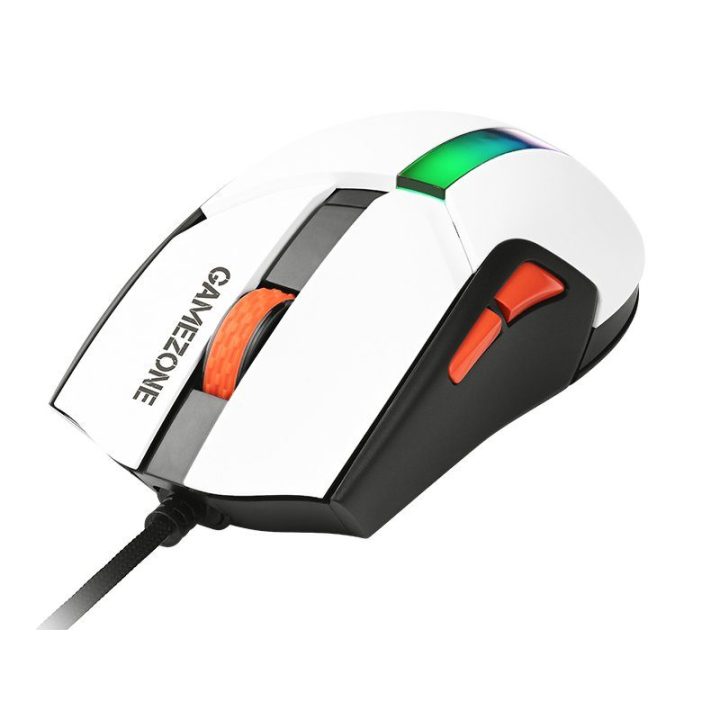 Balta žaidimų pelė su RGB apšvietimu, iki 12 000 DPI