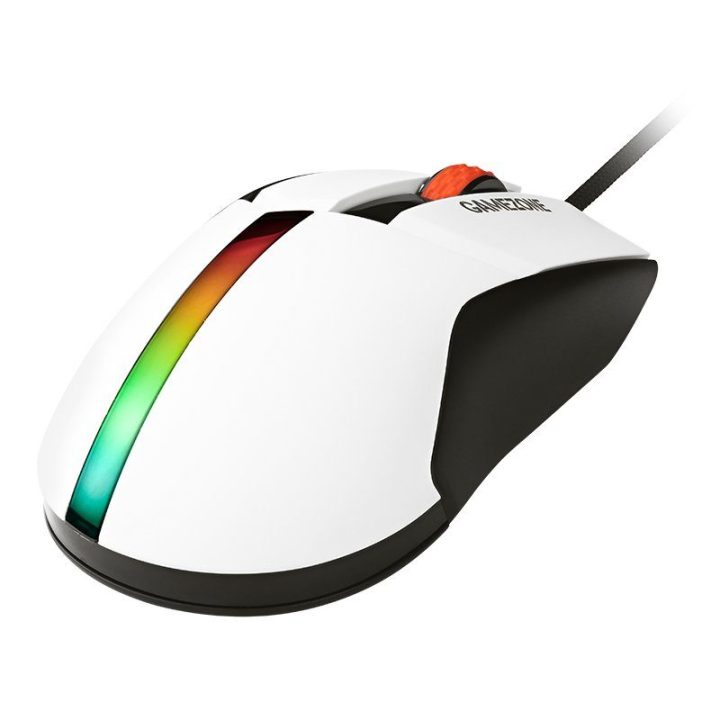 Balta žaidimų pelė su RGB apšvietimu, iki 12 000 DPI