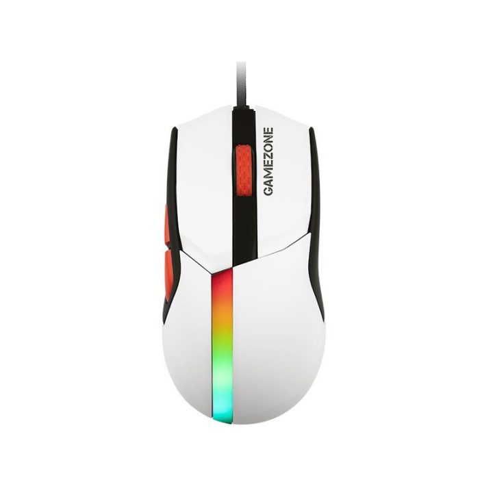 Balta žaidimų pelė su RGB apšvietimu, iki 12 000 DPI