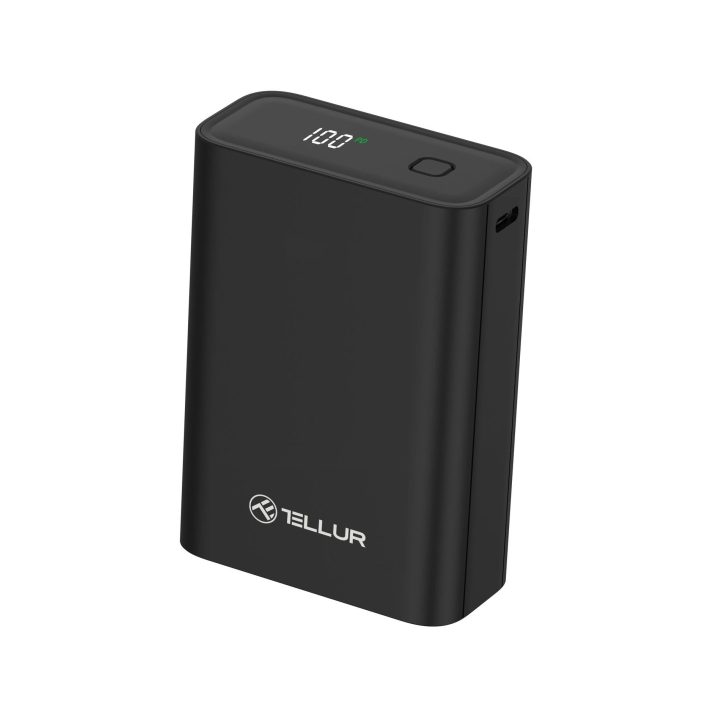Juoda 20000 mAh išorinė baterija Tellur PD702 Compact Pro