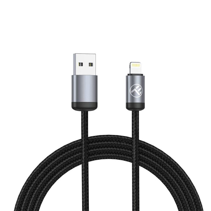Juodas USB į „Lightning“ kabelis, 3 A, 1 m
