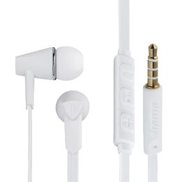 Baltos į ausis įdedamos stereo ausinės su laidu