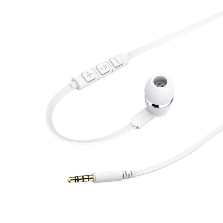 Baltos į ausis įdedamos stereo ausinės su laidu