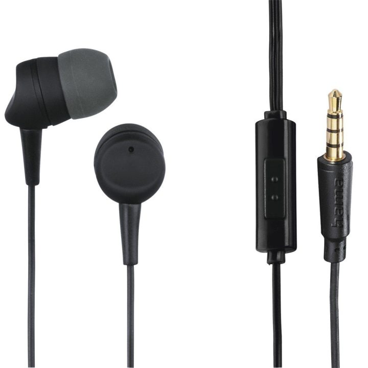 Juodos į ausis įdedamos stereo ausinės Hama Kooky