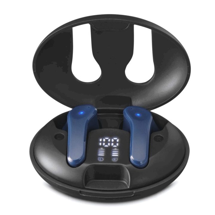 Bluetooth ausinės su įkrovimo dėklu, juodos