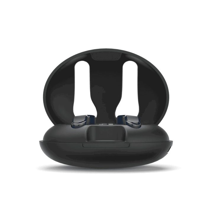 Bluetooth ausinės su įkrovimo dėklu, juodos