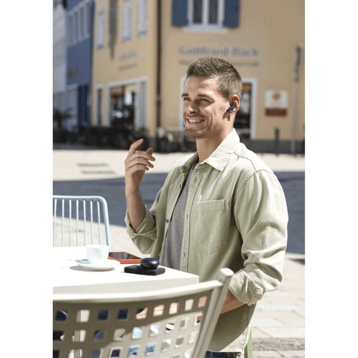 Bluetooth ausinės su įkrovimo dėklu, juodos