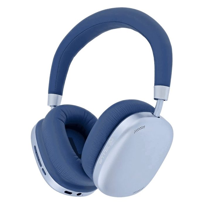 Mėlynos Bluetooth ausinės su ANC
