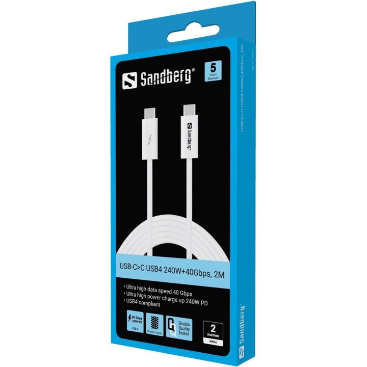 USB-C į USB-C laidas, 240 W PD, 40 Gbps, 2 m