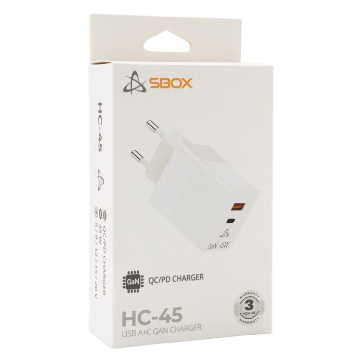 45 W GaN namų įkroviklis su USB-C ir USB-A