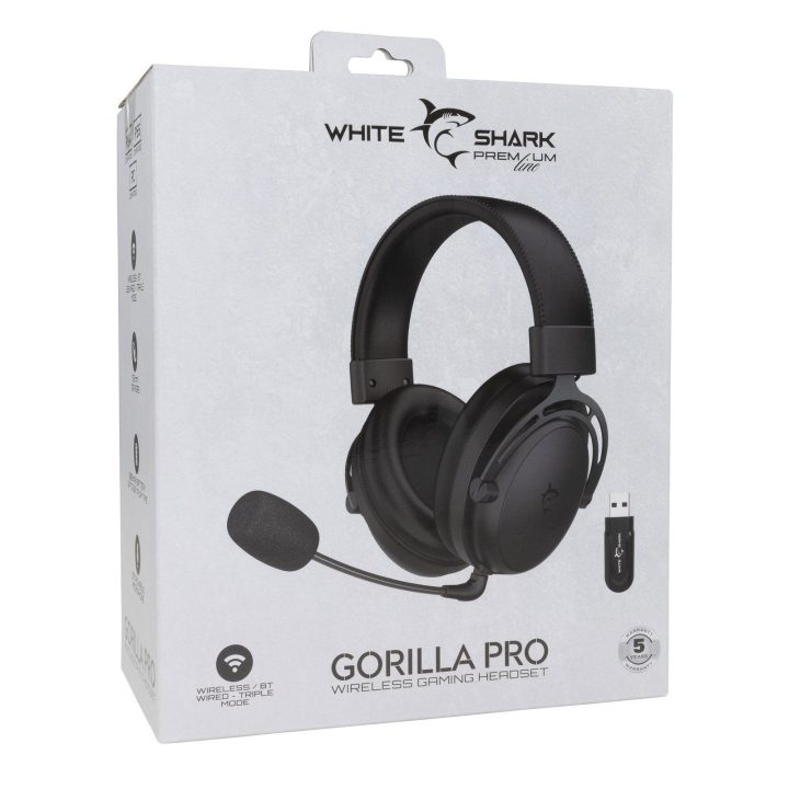 White Shark GORILLA PRO belaidės žaidimų ausinės, juodos
