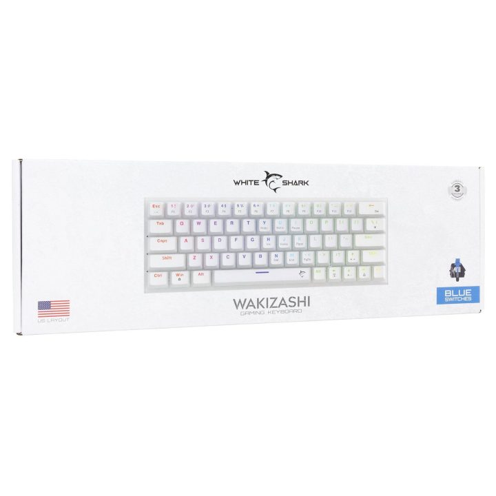 Balta 63 klavišų mechaninė žaidimų klaviatūra White Shark Wakizashi 2