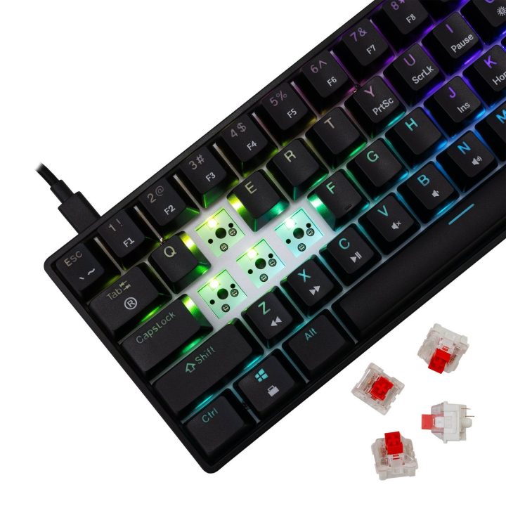 Mechaninė žaidimų klaviatūra White Shark Shinobi 2, juoda, US, raudoni jungikliai