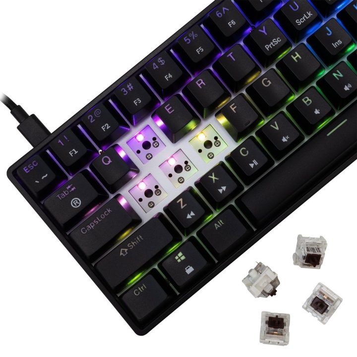 Mechaninė žaidimų klaviatūra White Shark Shinobi 2 su rudais jungikliais, juoda, US