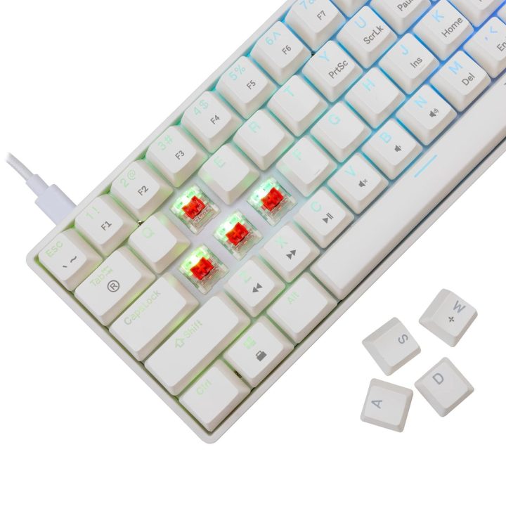 Mechaninė žaidimų klaviatūra White Shark Shinobi 2, raudoni jungikliai, balta, US išdėstymas