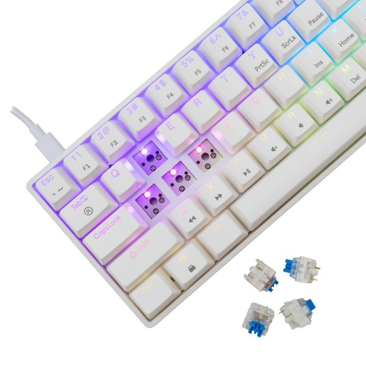 White Shark Shinobi 2 mechaninė žaidimų klaviatūra su mėlynais jungikliais, balta