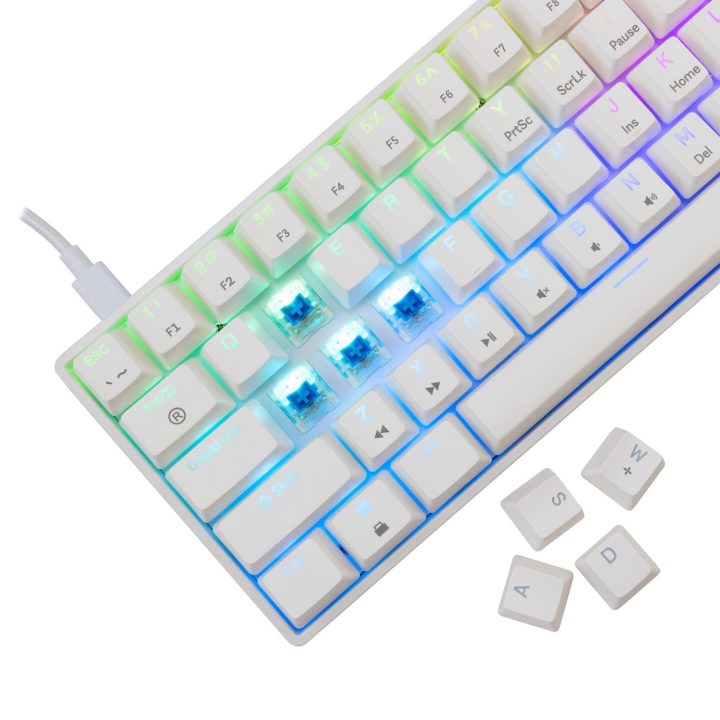 White Shark Shinobi 2 mechaninė žaidimų klaviatūra su mėlynais jungikliais, balta