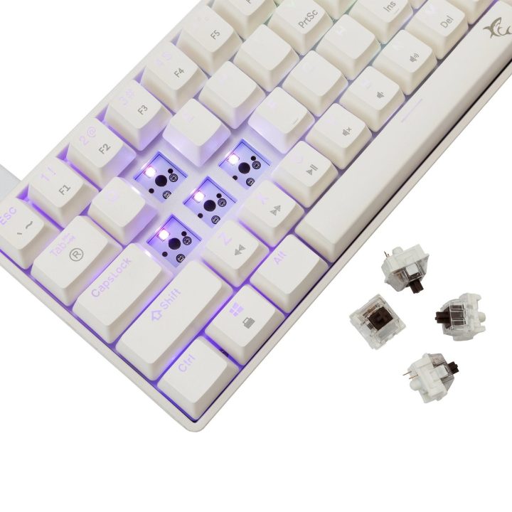 White Shark Shinobi 2 mechaninė žaidimų klaviatūra, balta, su Brown jungikliais
