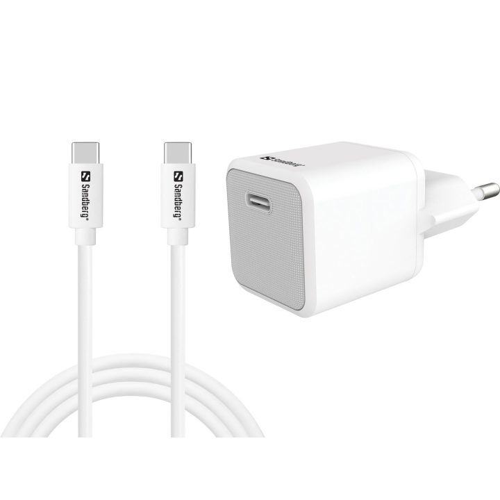 USB-C 20 W sieninis įkroviklis su 1 m laidu