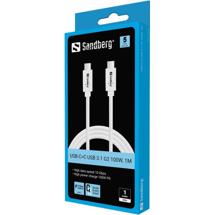 USB-C į USB-C laidas, 1 m, 100 W, 10 Gbps