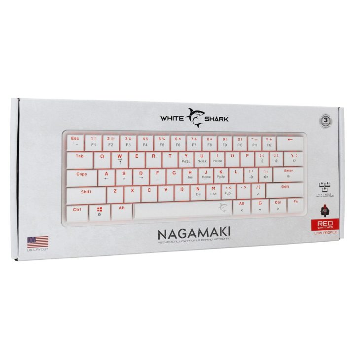 Balta mechaninė žaidimų klaviatūra White Shark Nagamaki