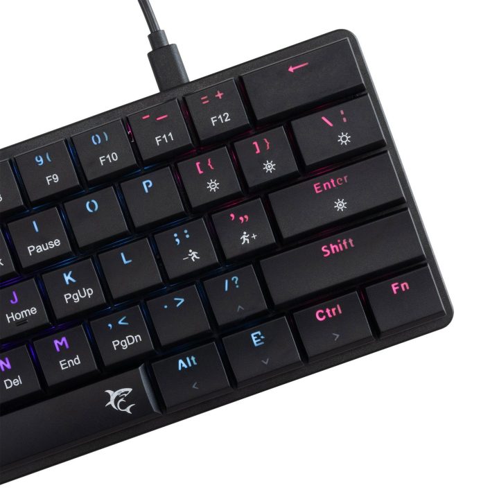 Juoda žemo profilio mechaninė žaidimų klaviatūra White Shark Nagamaki