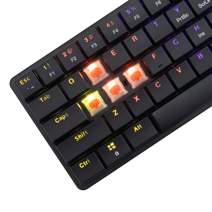 Juoda žemo profilio mechaninė žaidimų klaviatūra White Shark Nagamaki