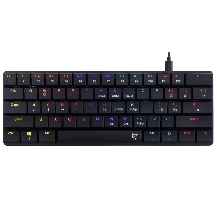 Juoda žemo profilio mechaninė žaidimų klaviatūra White Shark Nagamaki