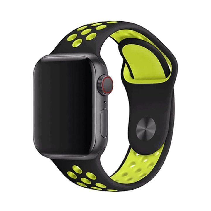 Silikoninė apyrankė Apple Watch 42/44/45/49 mm, juoda/geltona